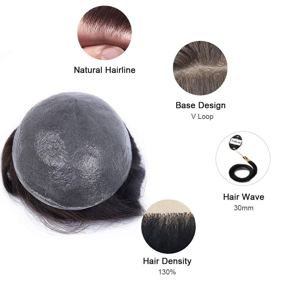 0.03mm Super Thin Skin All Over Hairpiece For Men （V-Loop） ukhairbro