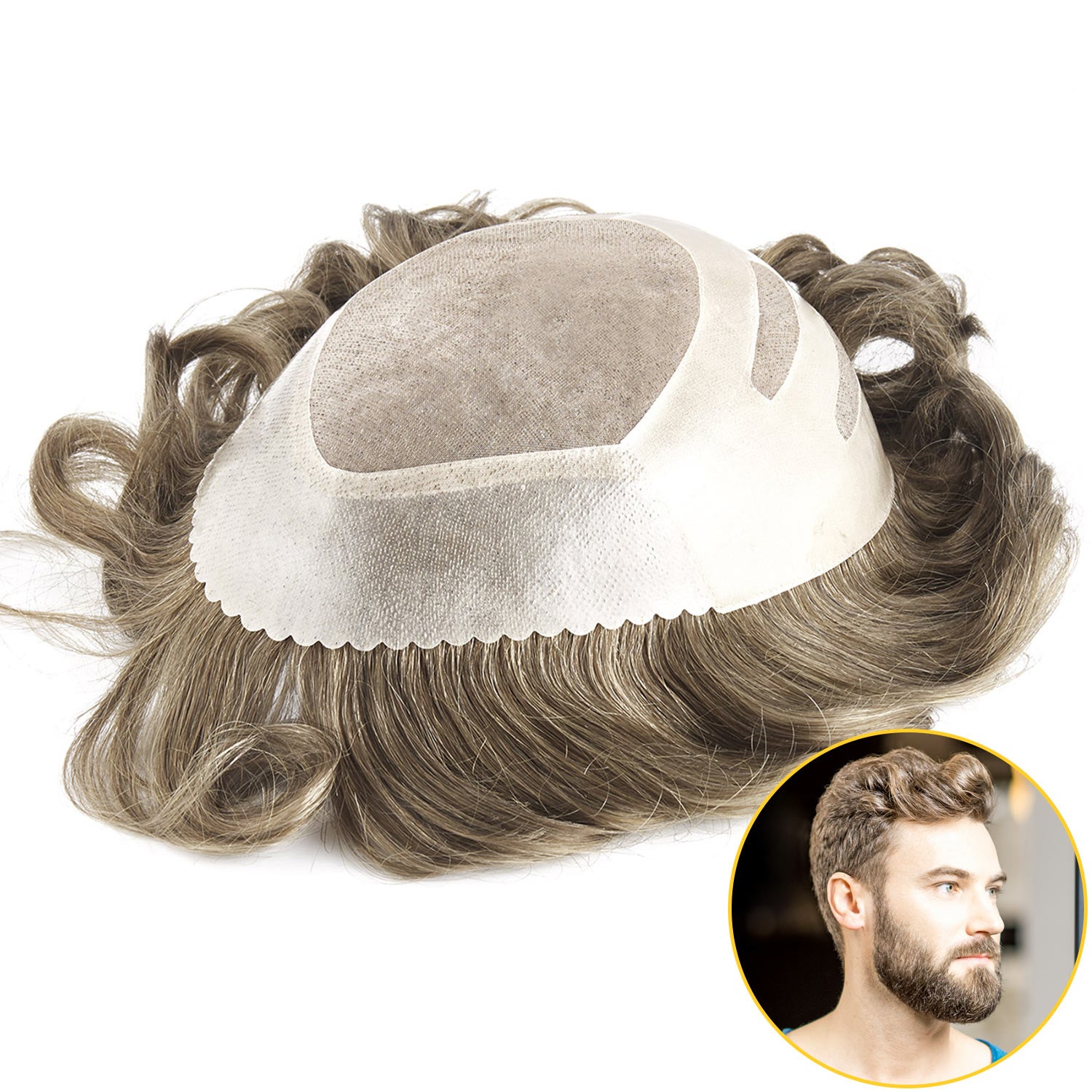 Mono Centher Poly Front With 3 Layer NPU Hairpieces For Men ukhairbro