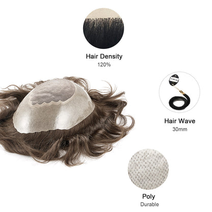 Fine Mono Top And Crown with Wide Poly Around Stock Hairpieces ukhairbro