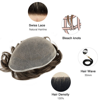 Hight Density Stock Full French Lace Human Hair Hair Replacement System For Man ukhairbro