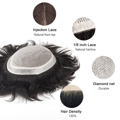 The Injection Lace Center with Poly around Stock Hairpieces for Men ukhairbro