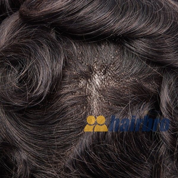 Thin Poly Base with French Lace Front Hair Replacement System For Men ukhairbro