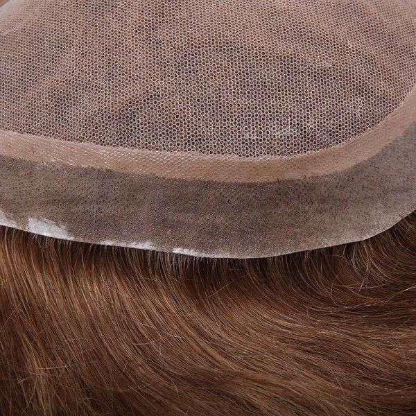 French Lace Center with Thin Poly All Around Hairpieces System for Men ukhairbro