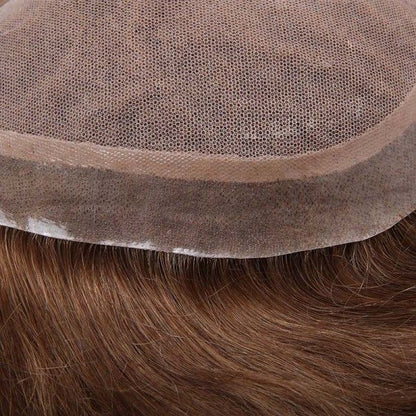 French Lace Center with Thin Poly All Around Hairpieces System for Men ukhairbro